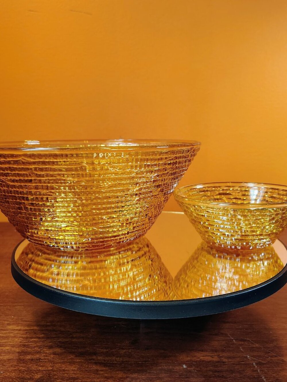 Vintage Anchor Hocking Soreno Amber Glass Chip & Dip Set